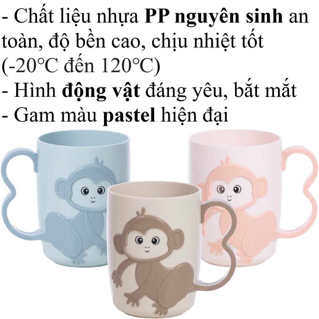 Cốc, Ly khỉ 2 màu 450ml nhựa VIỆT NHẬT 6285 - Cho bé uống nước, đánh răng, decor AMIZIN