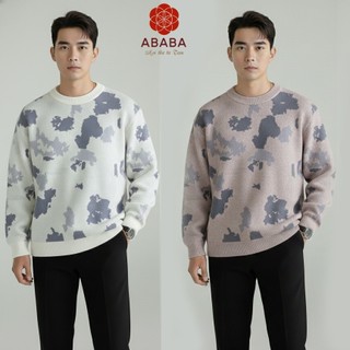 Áo len nam cổ tròn họa tiết loang ABABA len nhung dày mềm ấm nhẹ dễ chịu - M L XL XXL -3p-913loang