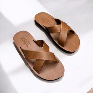 [ 5 ] Dép Quai Chéo Da Nam Phong Cách Tối Giản , Trẻ Trung Phối Đồ Với Mọi Outfit [ Chéo 5 ]
