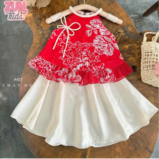 (ko kèm cài) Set Yếm Đào Cách Tân Bé Gái A427 – Set Áo Tơ Thêu Hoa, Chân Váy Lụa Satin Dự Lễ Tết, Tiệc,..
