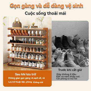 Kệ giày đa năng bằng tre và gỗ, thiết kế 4/5/6 tầng, trợ thủ đắc lực cho việc cất giữ giày dép tại nhà.