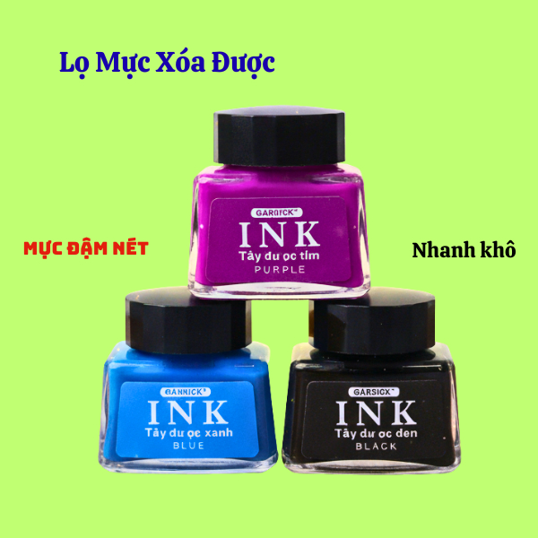 Lọ Mực INK Xóa #3 - Nét mực ra đẹp bền màu, Tặng Kèm 1 Tẩy mực, Dùng Cho Học Sinh cấp 1-2.