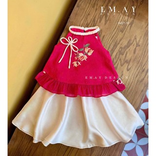 (ko kèm cài) Set Yếm Đào Cách Tân Bé Gái A427 – Set Áo Tơ Thêu Hoa, Chân Váy Lụa Satin Dự Lễ Tết, Tiệc,..