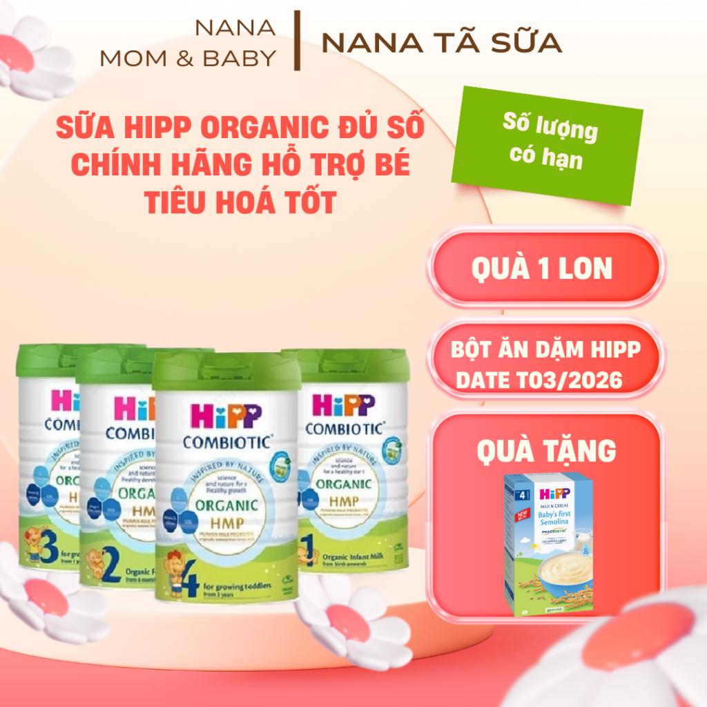 SỮA HiPP Đủ Số ORGANIC COMBIOTIC 800g DATE MỚI NHẤT (Tặng 1 hộp bột ăn ...