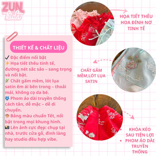 Áo Dài Tết Bé Gái A463 – Thêu Liên Hoa Lý Ngư Cao Cấp | Áo Dài Bé Gái Lót Lụa Satin, Mặc Đẹp Chụp Hình Tết