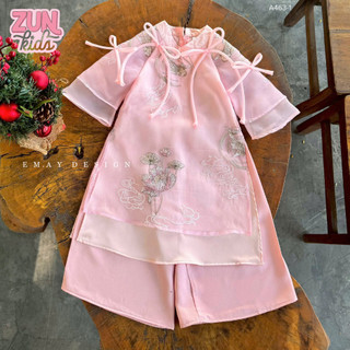 Áo Dài Tết Bé Gái A463 – Thêu Liên Hoa Lý Ngư Cao Cấp | Áo Dài Bé Gái Lót Lụa Satin, Mặc Đẹp Chụp Hình Tết