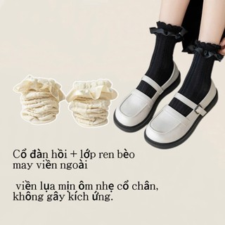 Set 5 Đôi Tất Công Chúa Lolita Cổ Ren Bèo Nơ Lụa Mềm Mại Siêu Điệu Phong Cách Tiểu Thư Bé Gái te155