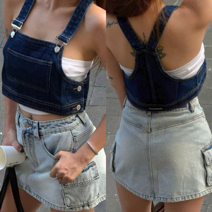 CMJ1399 Yếm denim crop