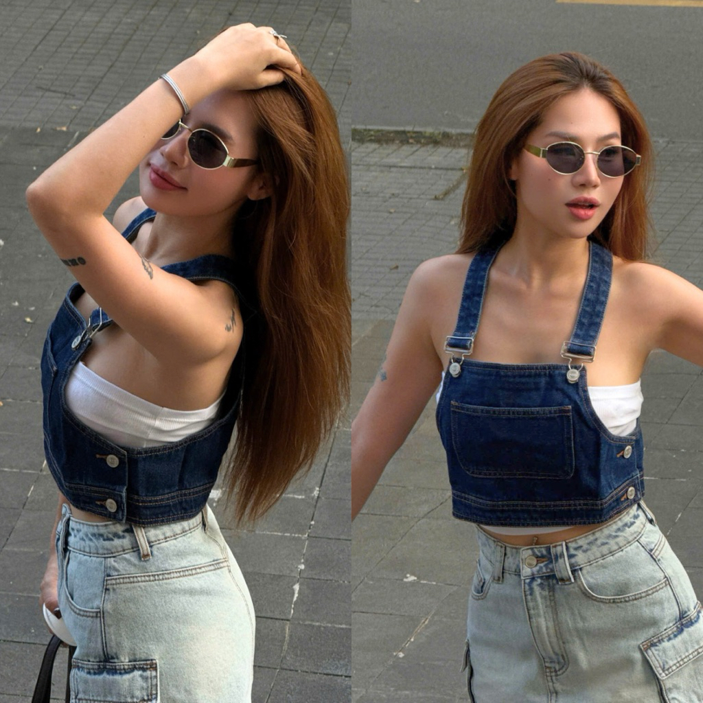 [Middua] CMJ1399 Yếm denim crop