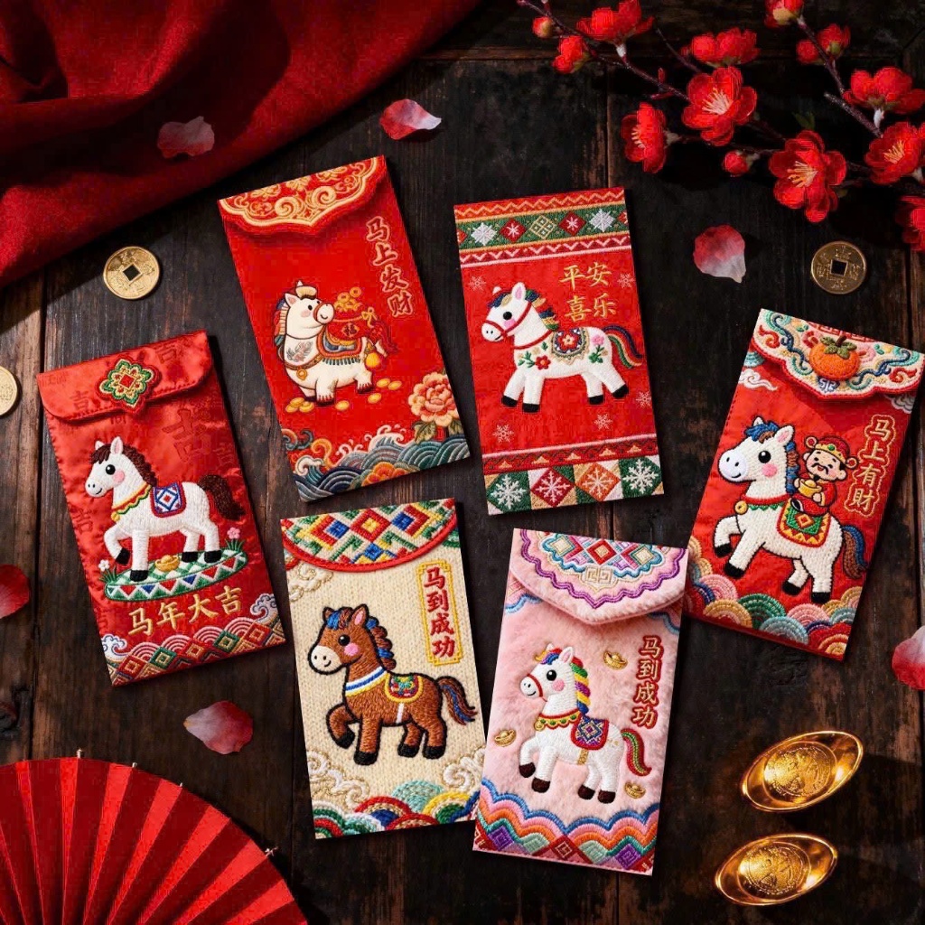 [MẪU MỚI 2026]Combo 60 Bao Lì Xì Ngựa May Mắn Đựng Tiền Mang nhiều Tài Lộc may mắn 4d