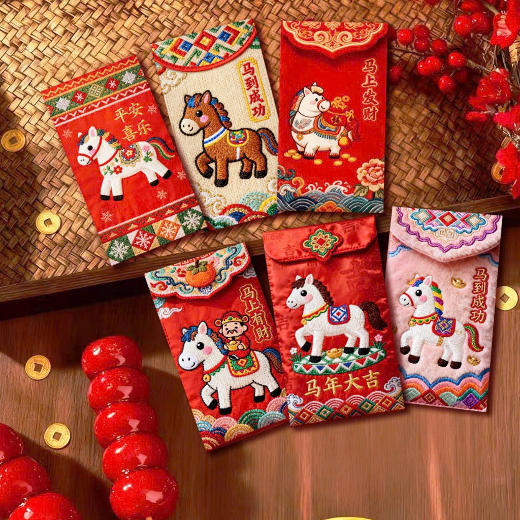 [MẪU MỚI 2026]Combo 60 Bao Lì Xì Ngựa May Mắn Đựng Tiền Mang nhiều Tài Lộc may mắn 4d