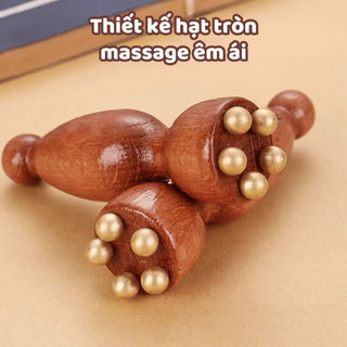 Combo 3 Cây Lăn Massage Nâng Cơ Mặt Bấm Huyệt Gỗ Tự Nhiên & Bi Đồng Giảm Bọng Mắt Tăng Cường Sức Khỏe An Toàn Cho Da