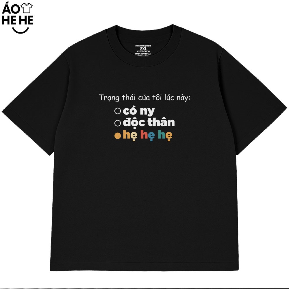 Áo In Chữ Hẹ Hẹ Hẹ Câu Nói Text Văn Phòng Công Sở Form Rộng Cotton 230gsm In Theo Yêu cầu