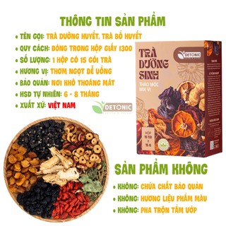 Trà dưỡng huyết DETONIC giúp bổ máu và giảm các triệu chứng mệt mỏi, chóng mặt, suy nhược cơ thể nguyên liệu thiên nhiên