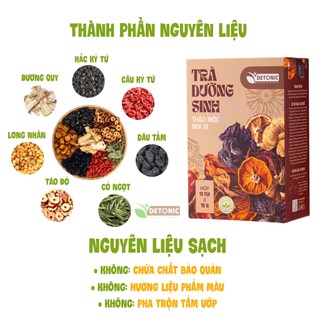 Trà dưỡng huyết DETONIC giúp bổ máu và giảm các triệu chứng mệt mỏi, chóng mặt, suy nhược cơ thể nguyên liệu thiên nhiên