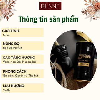 Nước Hoa Nam Le Male Le Parfum BLANC PERFUME, Dầu Thơm Hương Phương Đông, Nam Tính, Quyến Rũ, Gợi Cảm