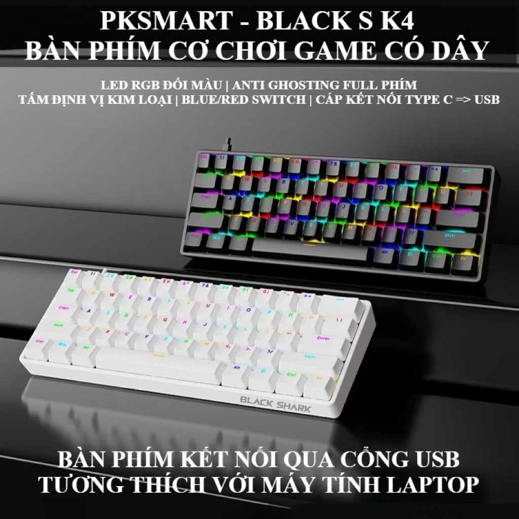 Bàn phím cơ Gaming Black Shark K4 LED RGB - Plate kim loại  -  kết nối TypeC tháo rời | BigBuy360 - bigbuy360.vn
