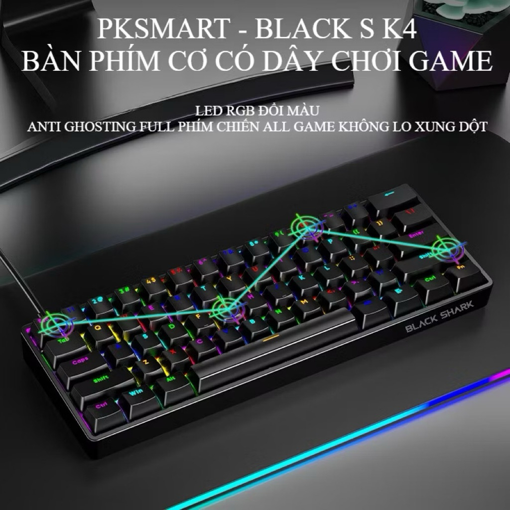 Bàn phím cơ Gaming Black Shark K4 LED RGB - Plate kim loại  -  kết nối TypeC tháo rời | BigBuy360 - bigbuy360.vn