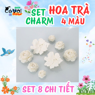 CHARM GẮN DÉP- CHARM HOA TRÀ - BỘ 8 CHI TIẾT- HÀNG SIÊU HOT