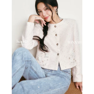 SEO STUDIO - Áo khoác tweed kim sa túi đính hoa thủ công - Hannah Jacket
