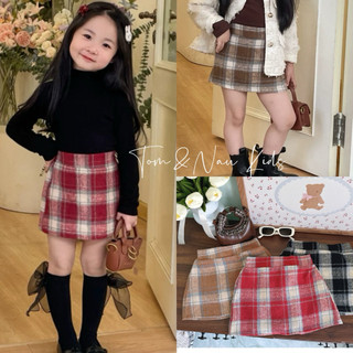 CV11-[tomnaukids] Chân váy dạ Chữ A  có bo chun phía sau có quần bảo hộ bên trong cho bé gái - Size 8-35Kg