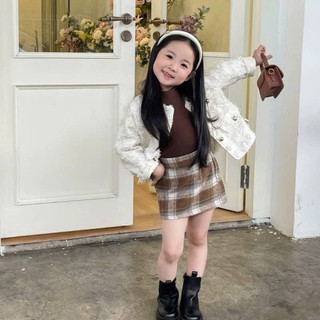 CV11-[tomnaukids] Chân váy dạ Chữ A  có bo chun phía sau có quần bảo hộ bên trong cho bé gái - Size 8-35Kg