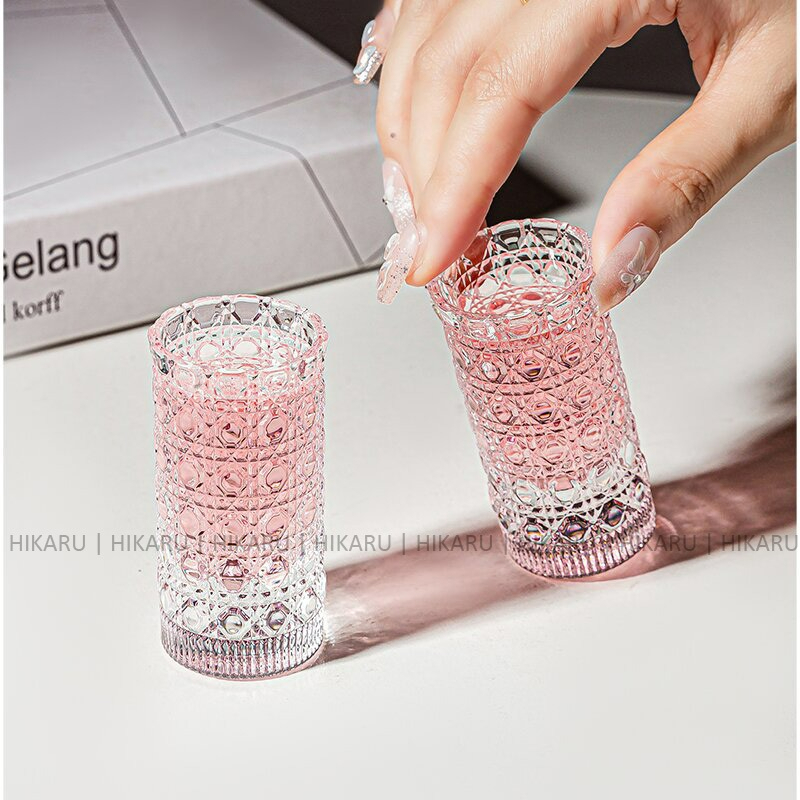 Set 12 Ly Uống Rượu Thủy Tinh Họa Tiết Kim Cương Dáng Cao Sang Trọng 20ml