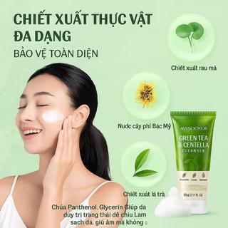 AWSOOYOR Sữa rửa mặt trà xanh rau má 60g rửa trôi lớp kem chống nắng, giúp da bớt dầu, da mềm mại không khô da