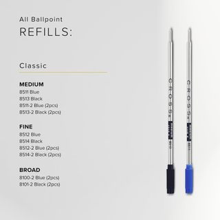 Cross Ballpoint Pen Refill/8513/8514/Ruột bút bi/Mực đen/Chính hãng/F/M/Cao cấp/Mượt/Bền