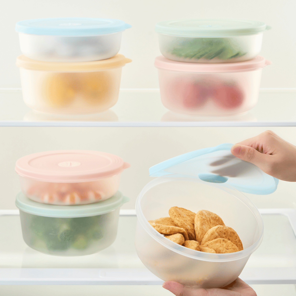 Hộp thực phẩm trữ đông TRÒN chịu nhiệt -20-120*C, đồng hồ ghi nhớ thời gian, thiết kế xếp chồng