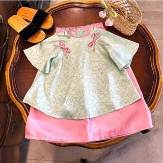 Bộ Bà Ba Mặc Trung Thu Cho Bé Gái Chất Gấm, Sét Quần Áo Tay Lỡ Bé Gái Gấm Lụa Có Nơ Bigsize BB03  - BEEKIDS