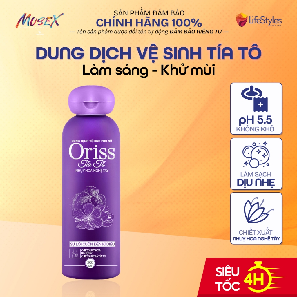 Dung dịch vệ sinh phụ nữ tía tô Oriss làm sạch dịu nhẹ ngăn mùi ngừa vấn đề phụ khoa 200ml