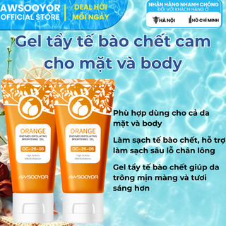 AWSOOYOR tẩy tế bào chết cho mặt và cơ thể enzyme cam 50g làm sạch sâu, kiểm soát dầu, da sạch thoáng và ẩm mịn
