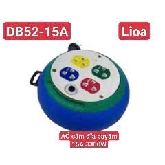 LIOA - Ổ Cắm Kéo Dài Quay Tay Kiểu Đãi Bay Mini LiOA loại 4 Ổ cắm DB52-15A dây dài 5 mét Hàng Chính Hãng