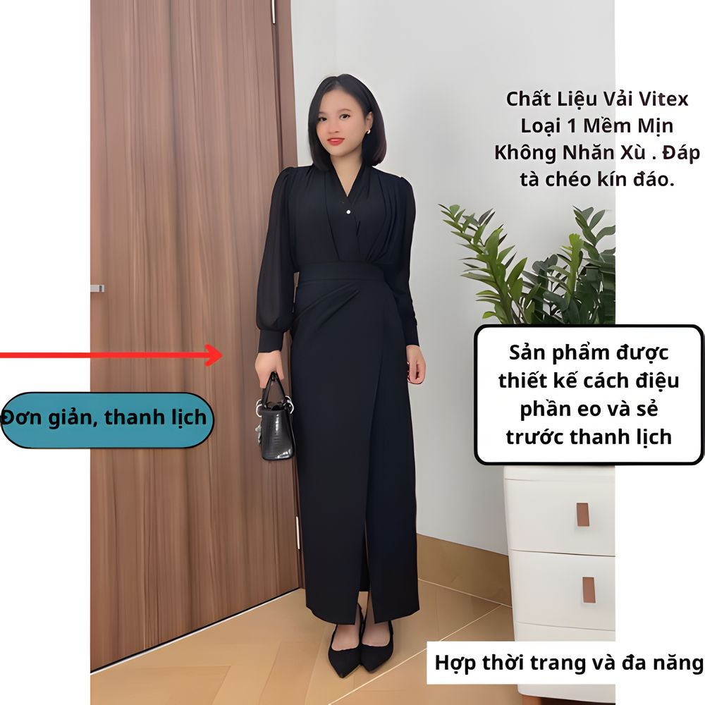 ❣️Chân Váy Bút Chì Nhúm Eo Dáng Dài Sẻ Tà Siêu Hót 2025_Chất Liệu Vitex Cao Cấp_SHOPNGOCTRANG19_184