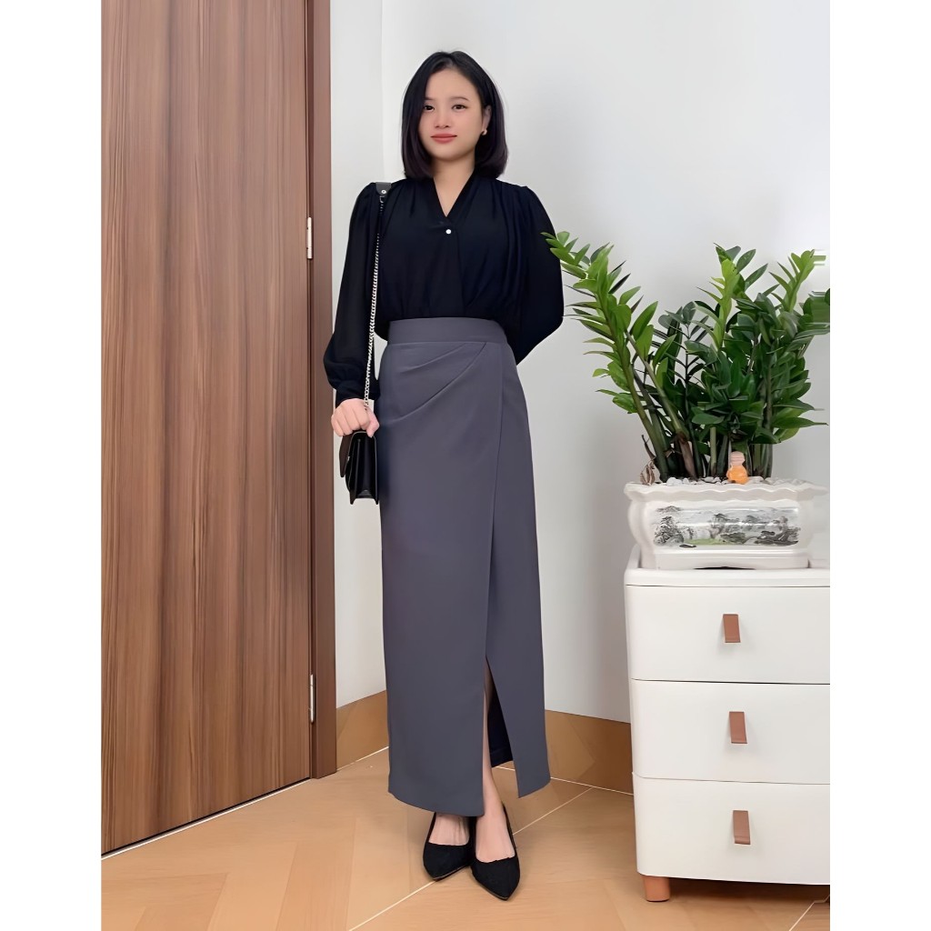 ❣️Chân Váy Bút Chì Nhúm Eo Dáng Dài Sẻ Tà Siêu Hót 2025_Chất Liệu Vitex Cao Cấp_SHOPNGOCTRANG19_184