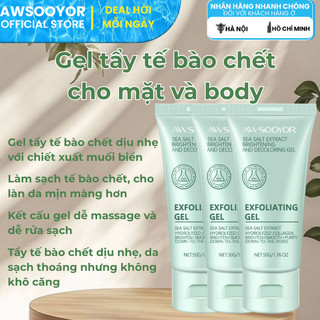 AWSOOYOR gel tẩy tế bào chết cho mặt và cơ thể Chlorella 50g tẩy tế bào chết dịu, kiểm soát dầu, da mịn thoáng