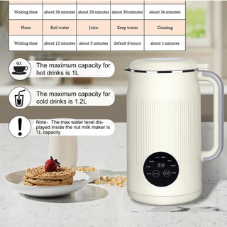 Máy Làm Sữa Hạt U15 – Inox 304 Cao Cấp, 1.2L, 8 Chức Năng, Cảm Ứng Thông Minh
