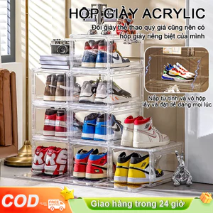 Hộp Đựng Giày Trong suốt Size Lớn Kệ Để Giày Dép Trong Suốt Kín Đáo Chống Bụi Vừa Cho Các Size Giày