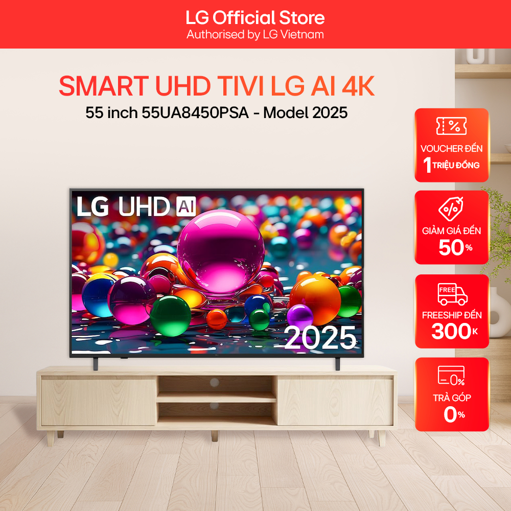 Smart UHD Tivi LG AI 4K 55 inch 55UA8450PSA - Model 2025