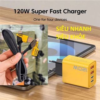 Homee.cok Củ Sạc Nhanh 120W + Cáp Sạc Đa Năng 3 Đầu – Sạc Siêu Nhanh, Tương Thích Nhiều Thiết Bị