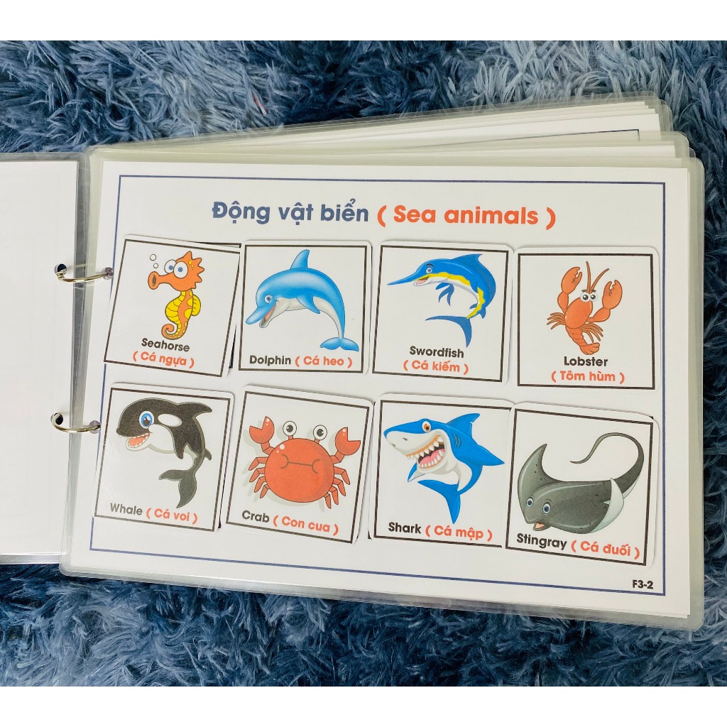 Bộ Thế Giới Động Vật - Học Liệu Bóc Dán Montessori Đa Dạng Chủ Đề Cho Bé 1-6 Tuổi -Song Ngữ Anh Việt