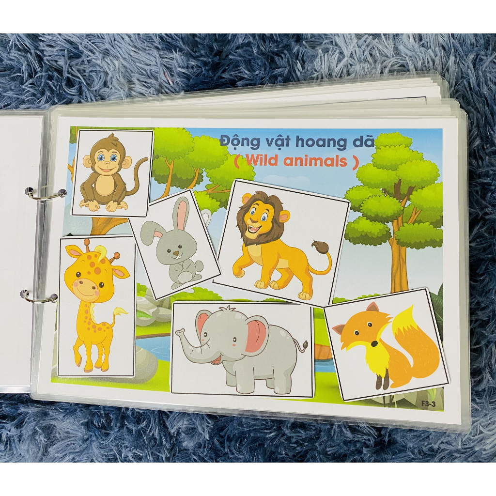Bộ Thế Giới Động Vật - Học Liệu Bóc Dán Montessori Đa Dạng Chủ Đề Cho Bé 1-6 Tuổi -Song Ngữ Anh Việt