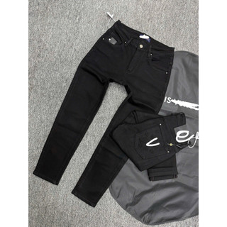 Quần Jean Nam Đen đen trơn – Form Slim Fit, Chất Co Giãn, Phong Cách Streetwear hoạ tiết túi sau cực đẹp