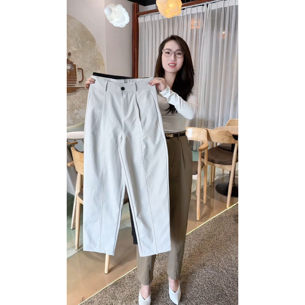 Quần Baggy nữ chất liệu KaKi co giãn cao cấp (M&A), quần cạp cao chun co giãn tốt,có bigsize 3xl cho người ~80kg [QKCT]