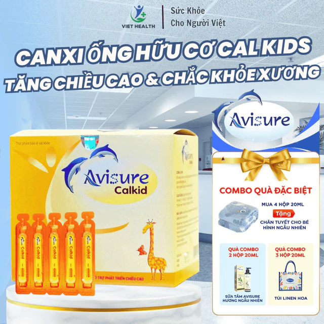 Canxi Hữu Cơ Cho Bé Avisure Calkid Giúp Bổ Sung Canxi Hữu Cơ và D3 Giúp Trẻ Cao Lớn Vượt Trội 30 Ống