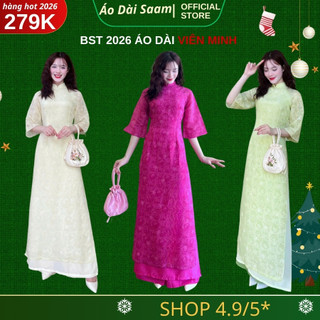 Áo dài VIÊN MINH cách tân nữ 2 lớp 4 tà tay lỡ 3 màu hồng sen, be,xanh cốm có lớp lót bo viền,Tết