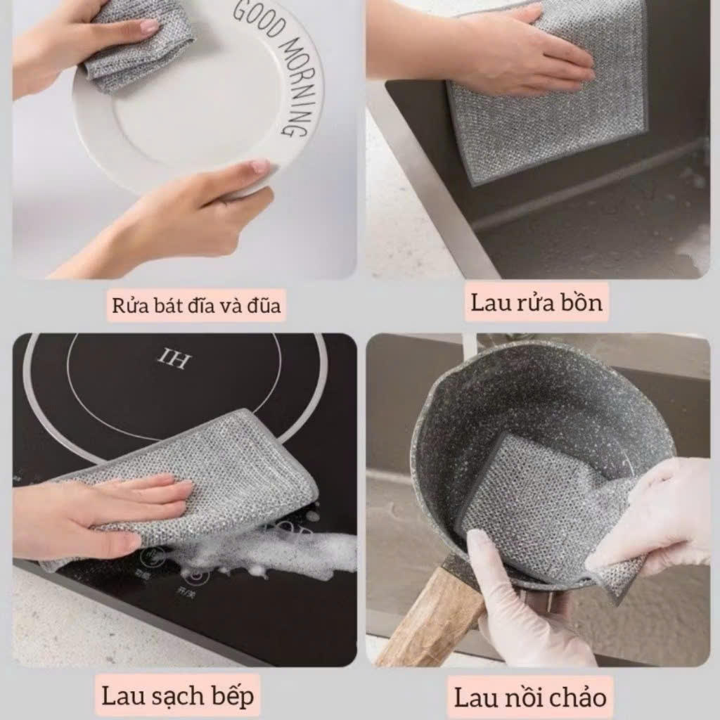Set 10 Khăn Lau Dây Kim Loại Cọ Rửa Nhà Bếp Đa Năng Không Mài Mòn , Lau Rửa Bát Chén Tiện Dụng