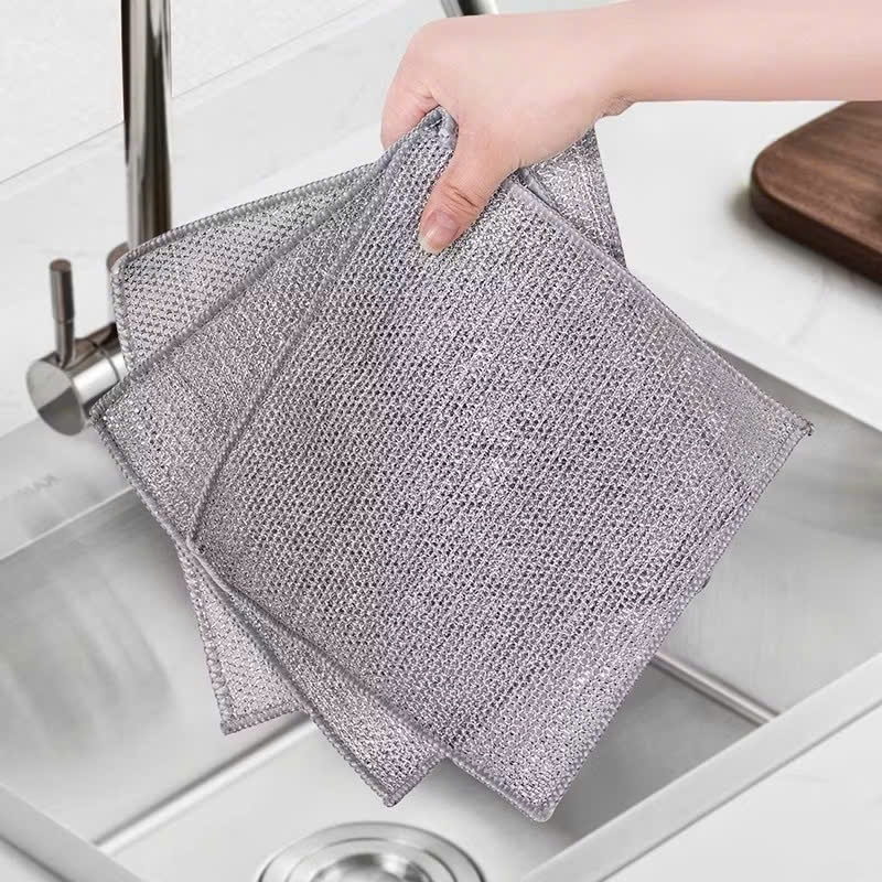 Set 10 Khăn Lau Dây Kim Loại Cọ Rửa Nhà Bếp Đa Năng Không Mài Mòn , Lau Rửa Bát Chén Tiện Dụng