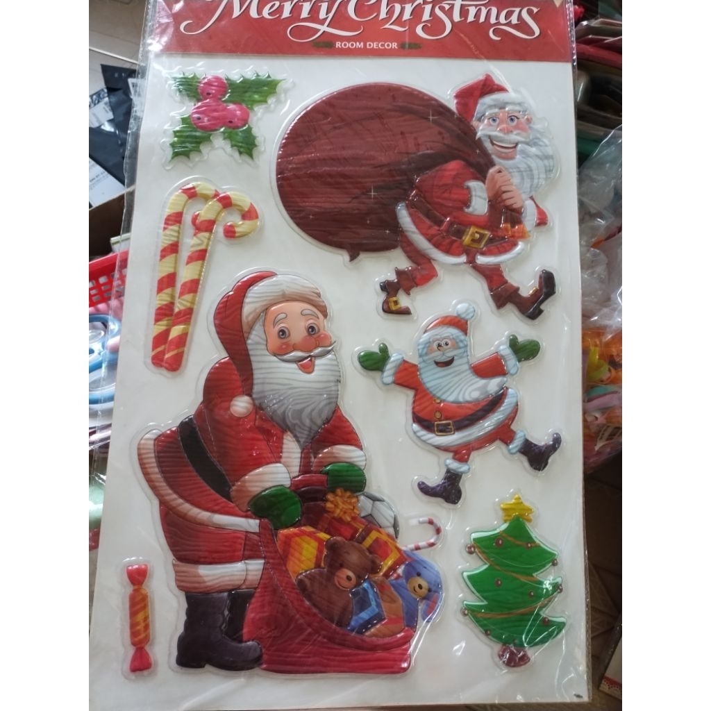 Miếng dán tường, dán kính 3D Giáng Sinh 24x35cm